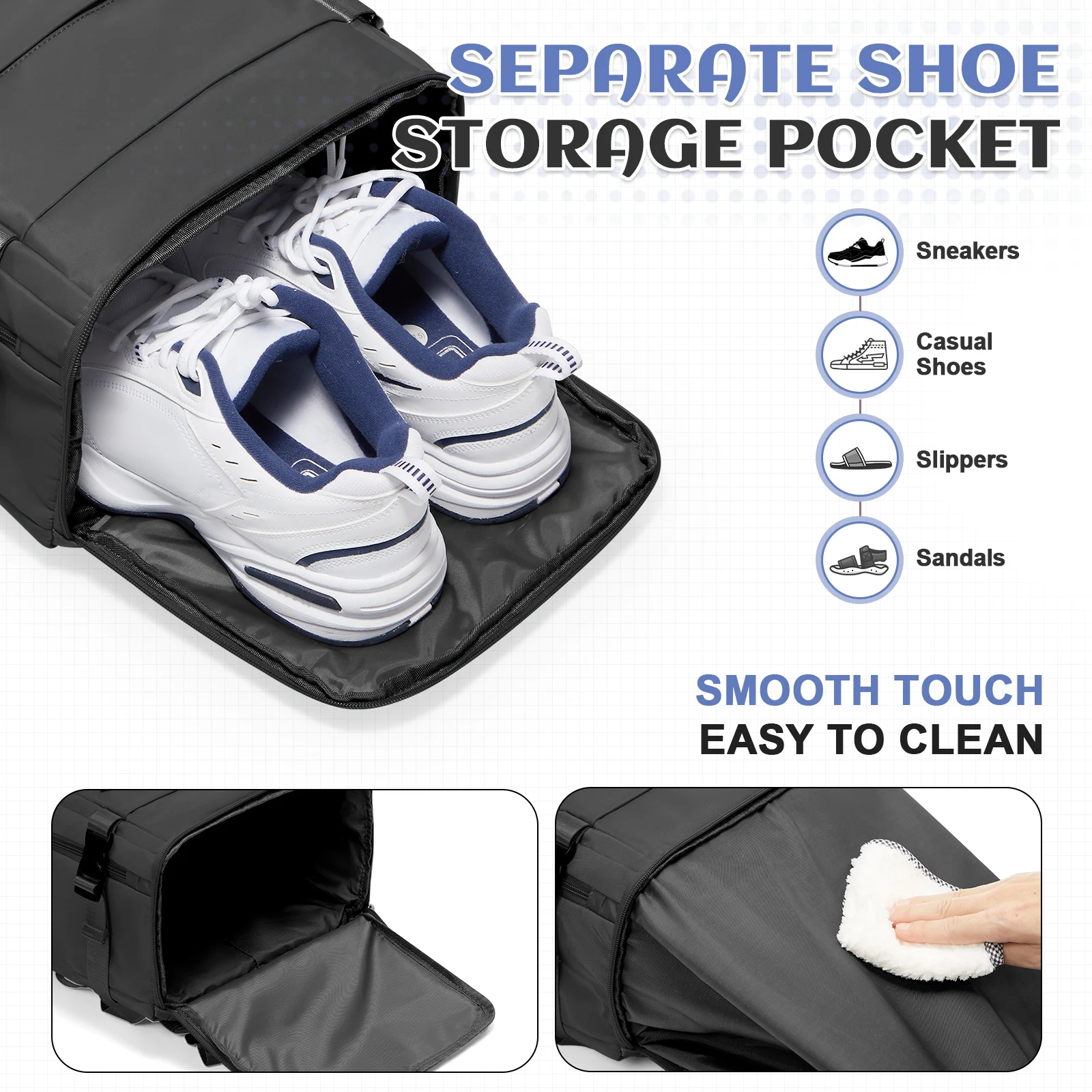 Ryanair 40x30x20 سنتيمتر حقيبة سفر طائرة حقيبة السفر ، حقائب اليد المقصورة على ظهره حمل الرجال النساء 15.6 بوصة حقيبة لابتوب #4