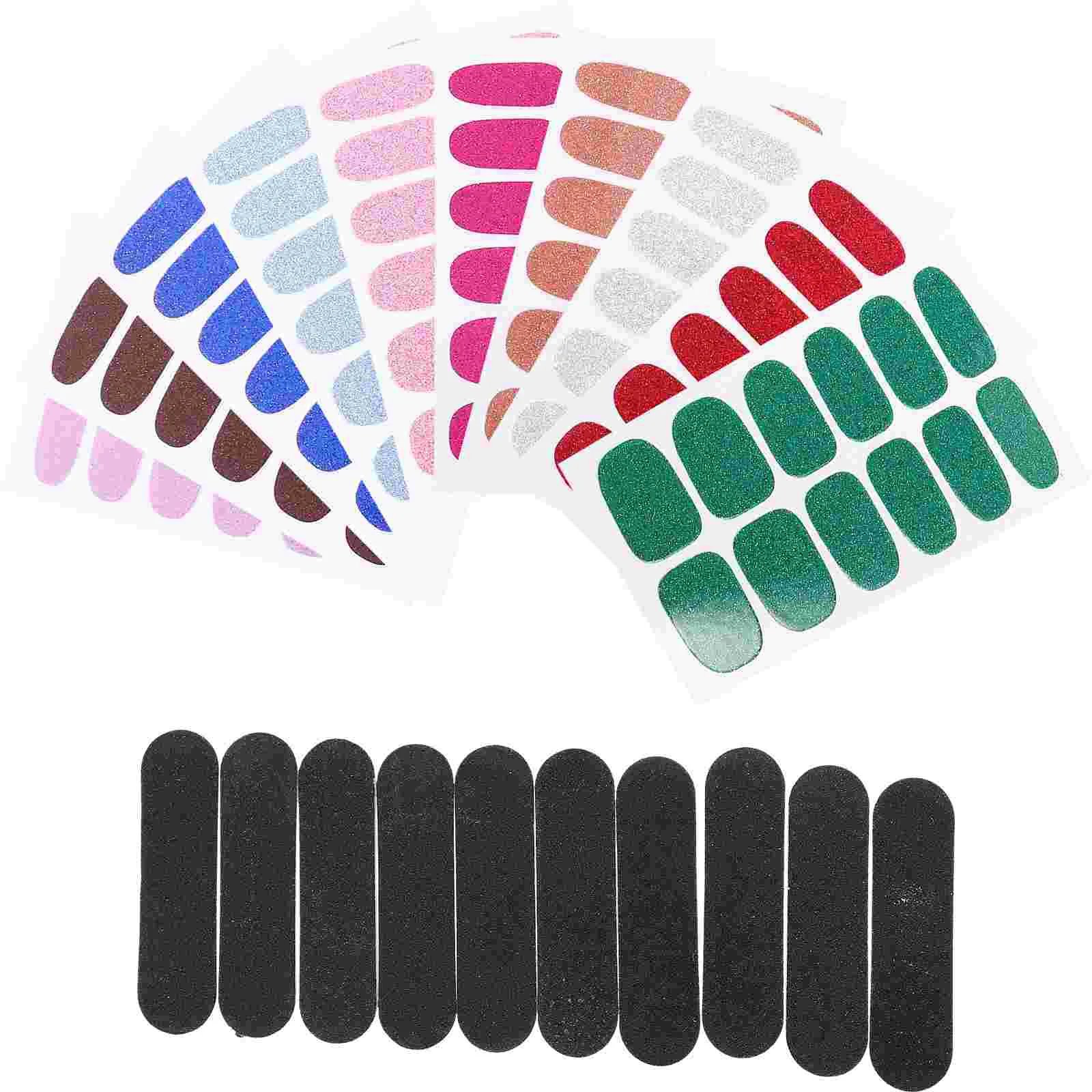 

10 Sets Sparkle Nail Polish Stickers Wraps 3D Decals Shopping Shimmer Bulk for Adults