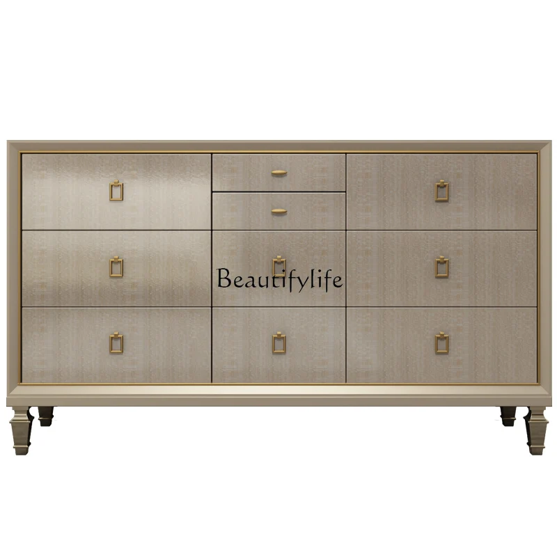 

*Champagne door cabinet Modern simple American solid wood light luxury European storage foyer locker