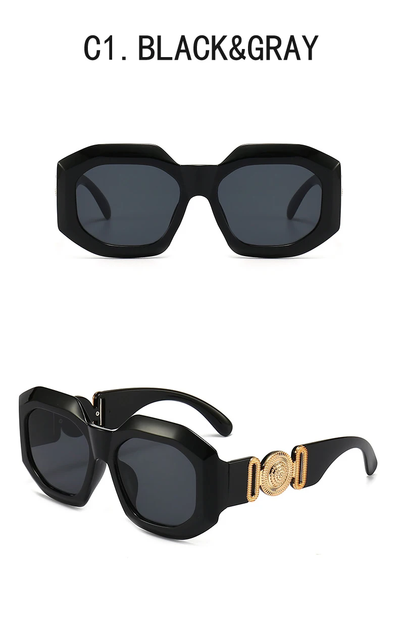 Luxus Marke Designer Vintage Übergroßen Quadratischen Sonnenbrille Frauen Männer Klassische Großen Rahmen Männliche Sonnenbrille Für Weibliche UV400 – Detail 12