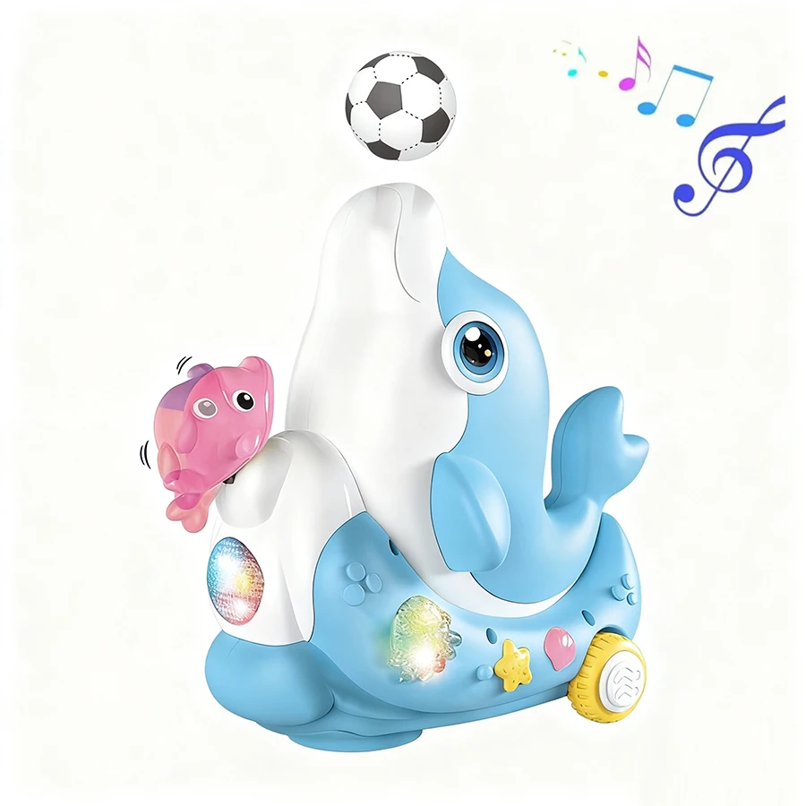 Musical Walking Dolphin Ball Toys for  Kid Musical Toy with LED Light Music Sensory Activity Toys Learning Educational Toys