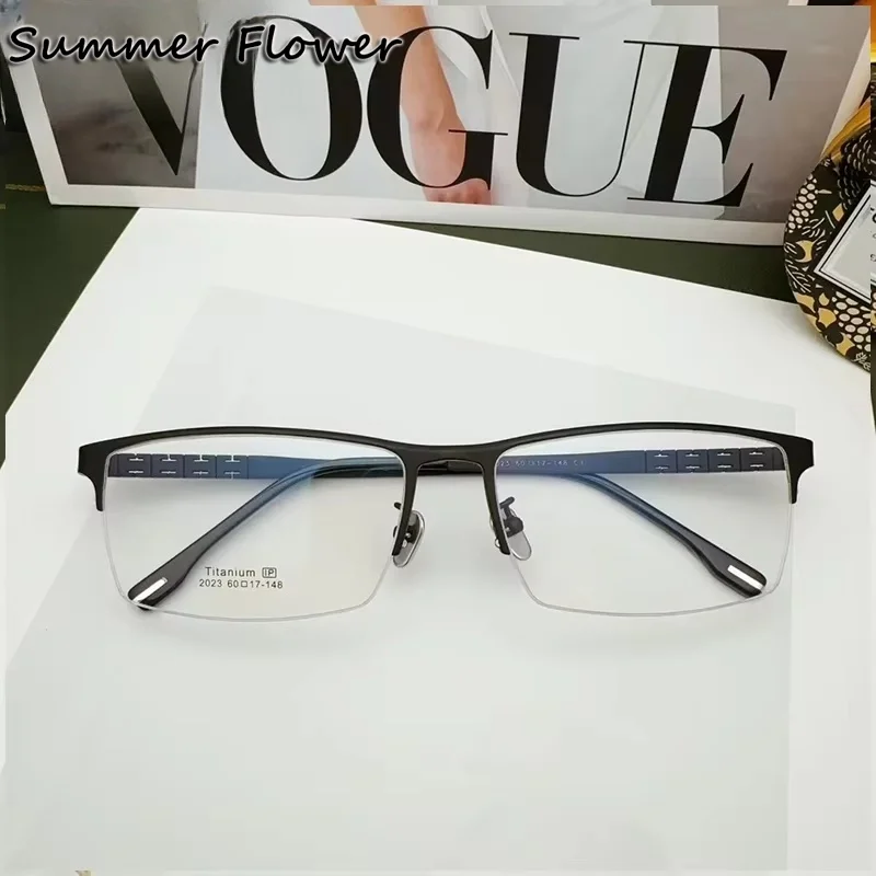Men Pure Titanium Oversize 60mm Eyewear Glasses Spectacles Prescription Eyeglasses Flexible Temples Light Optical Male Frames