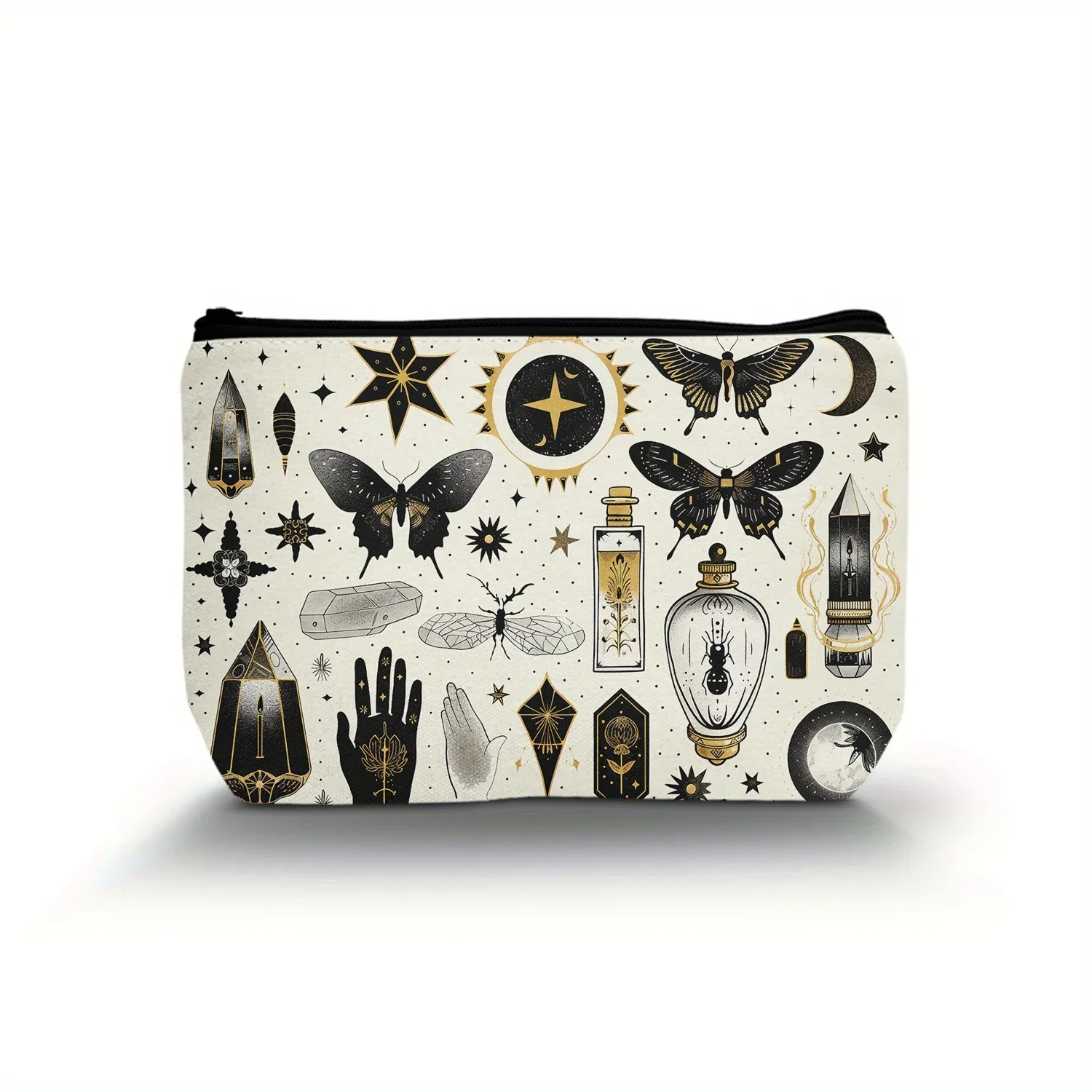 

1pc Gifts Stuff Magic Coven Sisterun Skull Cosmetic Bag, Polyester Cosmetic Bag, Travel Cosmetic Bag, Zipper Makeup Pouch
