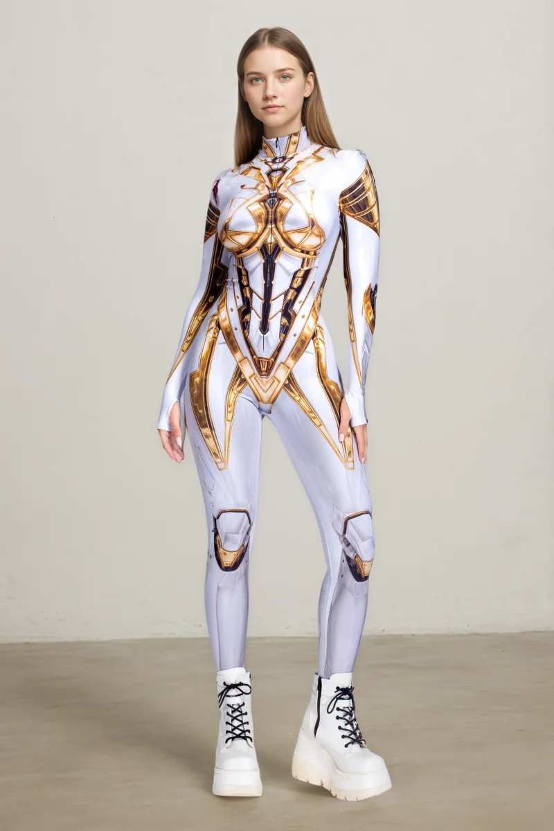 Mehrfarbiger mechanischer Roboter-Jumpsuit, Halloween-Cosplay-Bodysuit, Kostüm für Partys, Bühnenauftritte, Catsuit, Aerial-Yoga-Anzug, Zentai – Detail 5