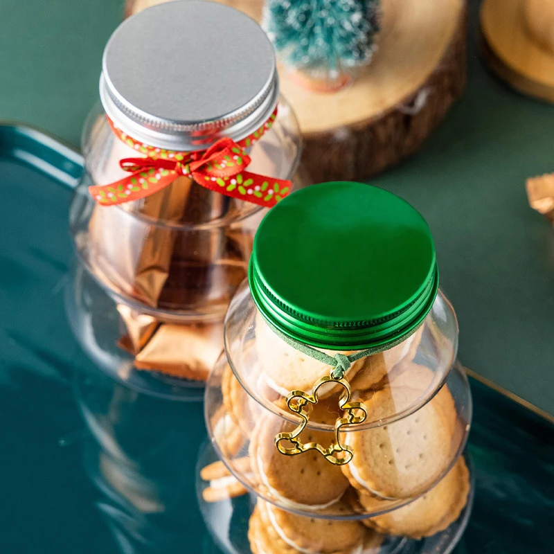 Tarro de dulces de árbol de Navidad para niños, regalo artesanal, dulces, galletas, aperitivos, embalaje de Chocolate, cajas de decoración de Año Nuevo, 500ml