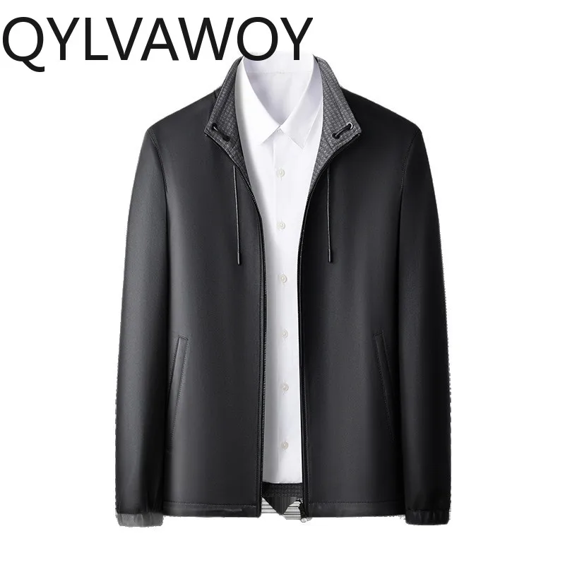 

QYLVAWOY Real Sheepskin Leather Jacket Man New Motorcycle Jacket Stand Collar Jackets Stylish Jackets for Man Jaqueta Masculina