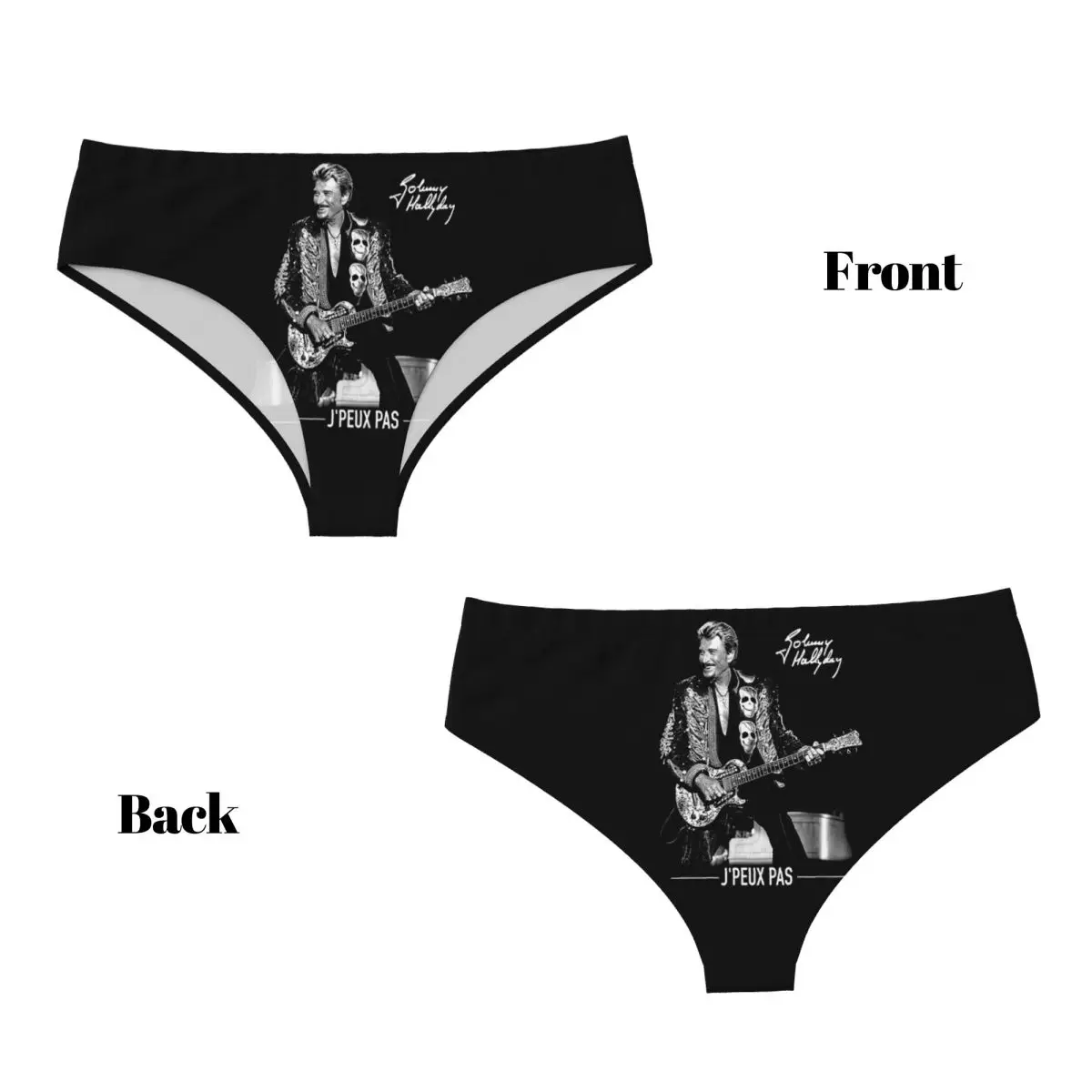 Custom Johnny Hallyday French Rock Singer Brief Panties Womens Comfort Stretch Underwear Valentine's Day Gifts Underpants view 4