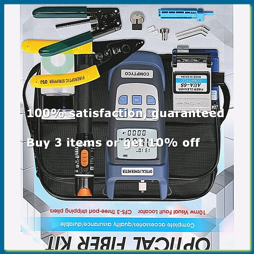 FTTH Fiber Optic Tool Kit with Fiber Cleaver -70-+10DBm Optical Power Meter Visual Fault Locator 10Mw-A62I