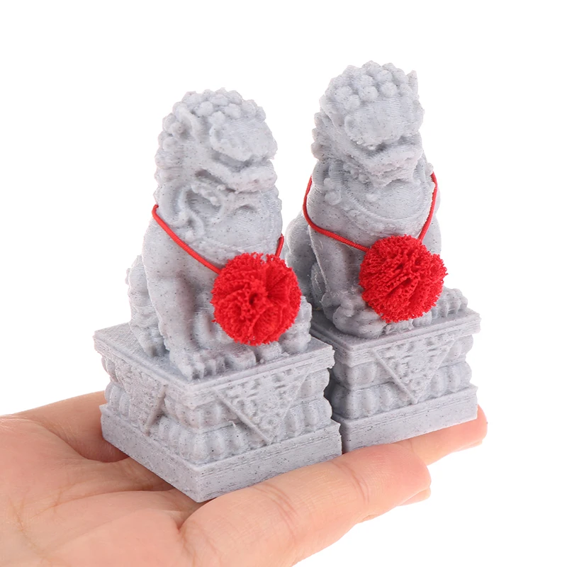 1Pair Simulated Stone Lion Statue Dollhouse Lion Courtyard Ornament Micro Scene Ornaments Micro Scene Construction Props