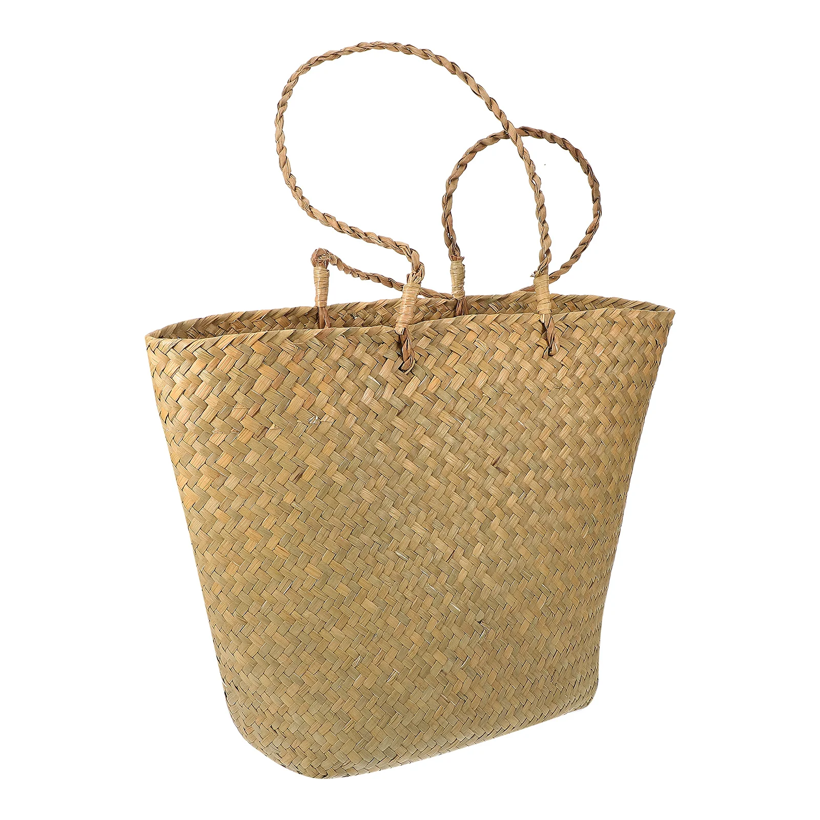 

Seaweed Weaving Women Beach Straw Vacation Shoulder Travel Tote Bags Original Color Lightweight Storage Bag Summer Tote Women