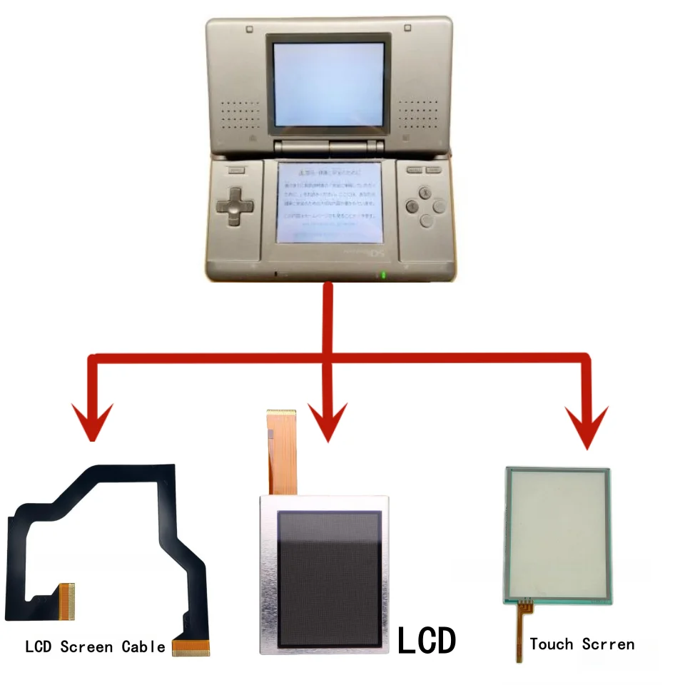 Оригинальный новый ЖК-экран для консоли NDS, сенсорный экран / кабель для экрана NDS, запасная часть.