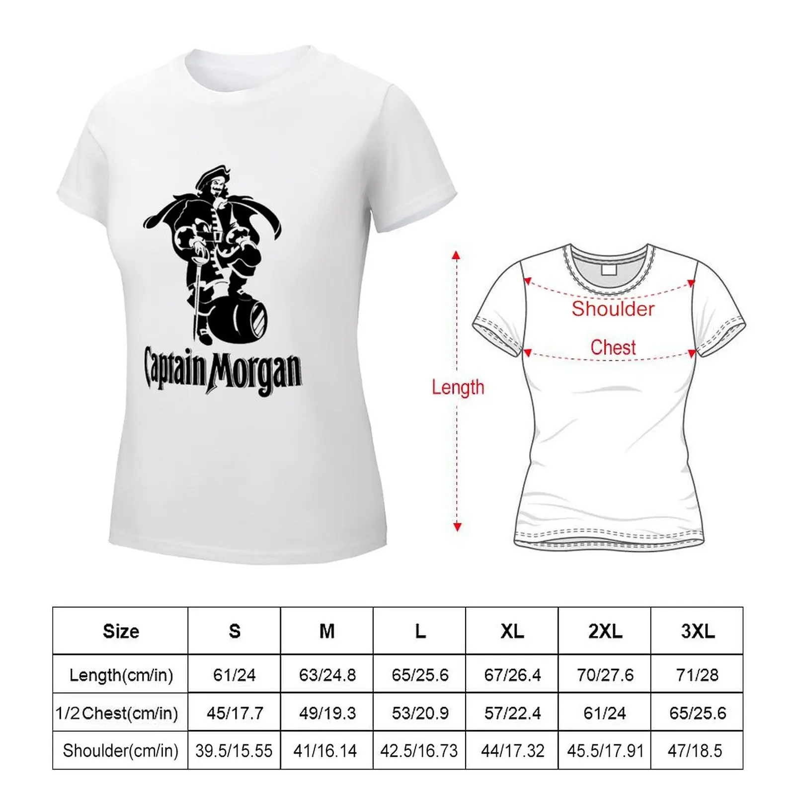 Captain Morgan 2 T-shirt summer clothes plus size tops Blouse black t-shirts for Women