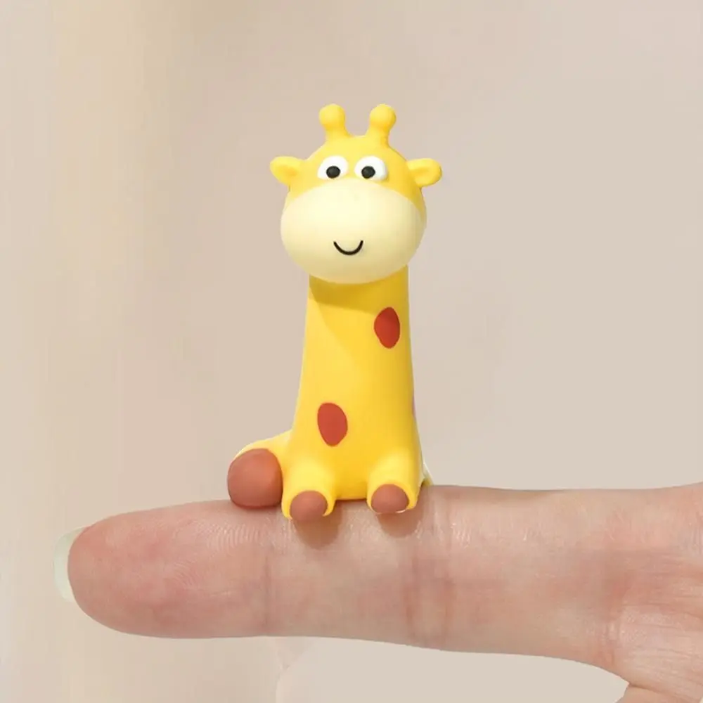 Decoración de Monitor de ordenador de animales tumbados, pantalla de navegador de escritorio 3D, figura de pantalla de jirafa, modelo de adorno de jirafa Kawaii de dibujos animados