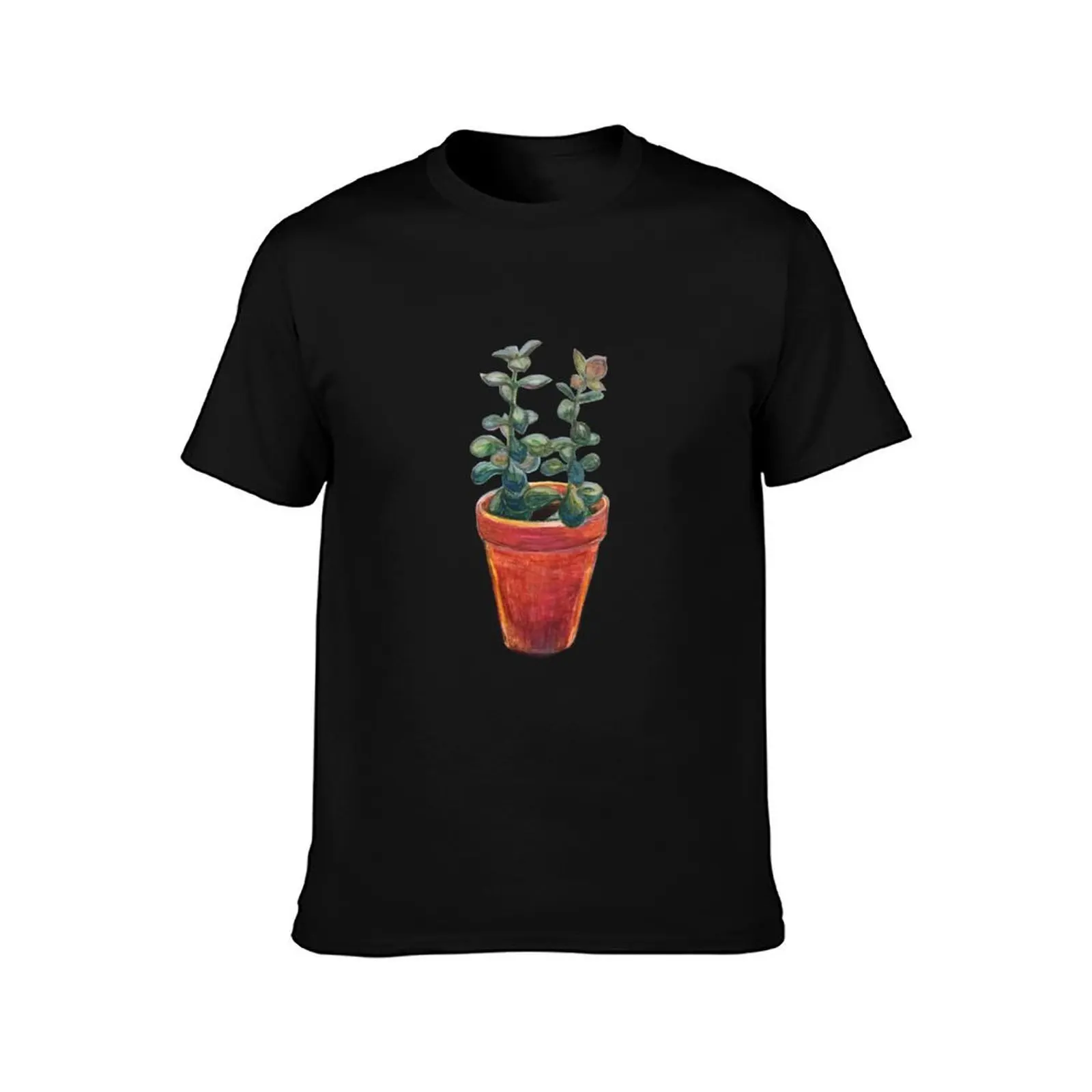 Watercolor Jade Plant T-Shirt man t shirts for men T-Shirt