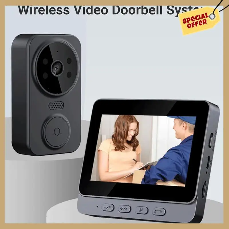 Timbre de vídeo con cámara nocturna HD, USB C, 2,4 Ghz, voz bidireccional, 1080P, lente gran angular, timbre de vídeo para casa y apartamento