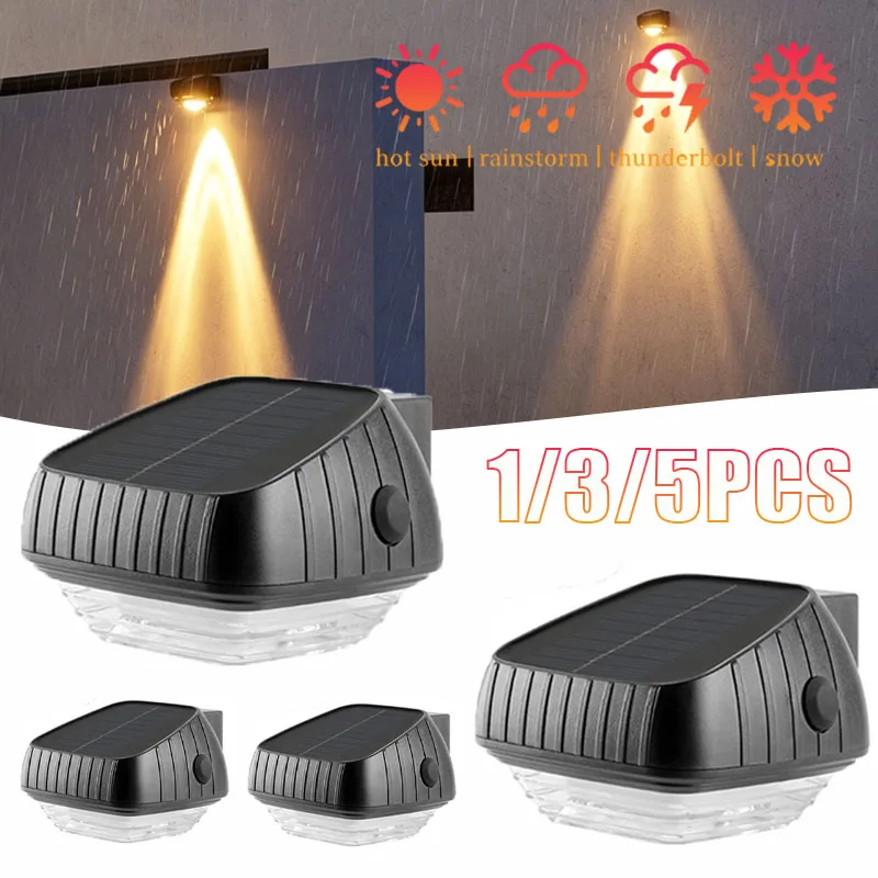 1-5pcs Solar Wall Washer Lights Outdoor Rainproof IP65 LED Warm White for Garden Courtyard Fence Mood Ambiance Home Decor