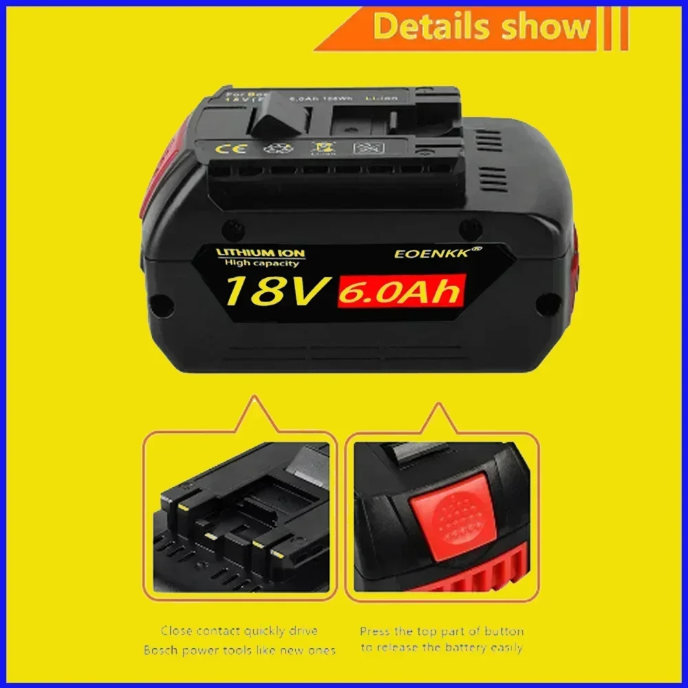 brand-new 6.0Ah Battery Original for Bosch 18V Professional GBA GBH GSR GSB BAT618 BAT609 BAT620 Replacement Battery