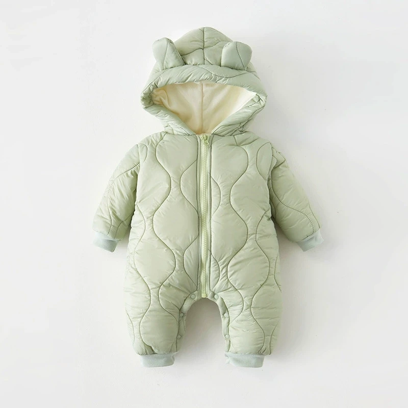 

Детские комбинезоны, милый комбинезон для маленьких мальчиков, зимний теплый хлопковый комбинезон с капюшоном для маленьких девочек, одежда для ползания младенцев