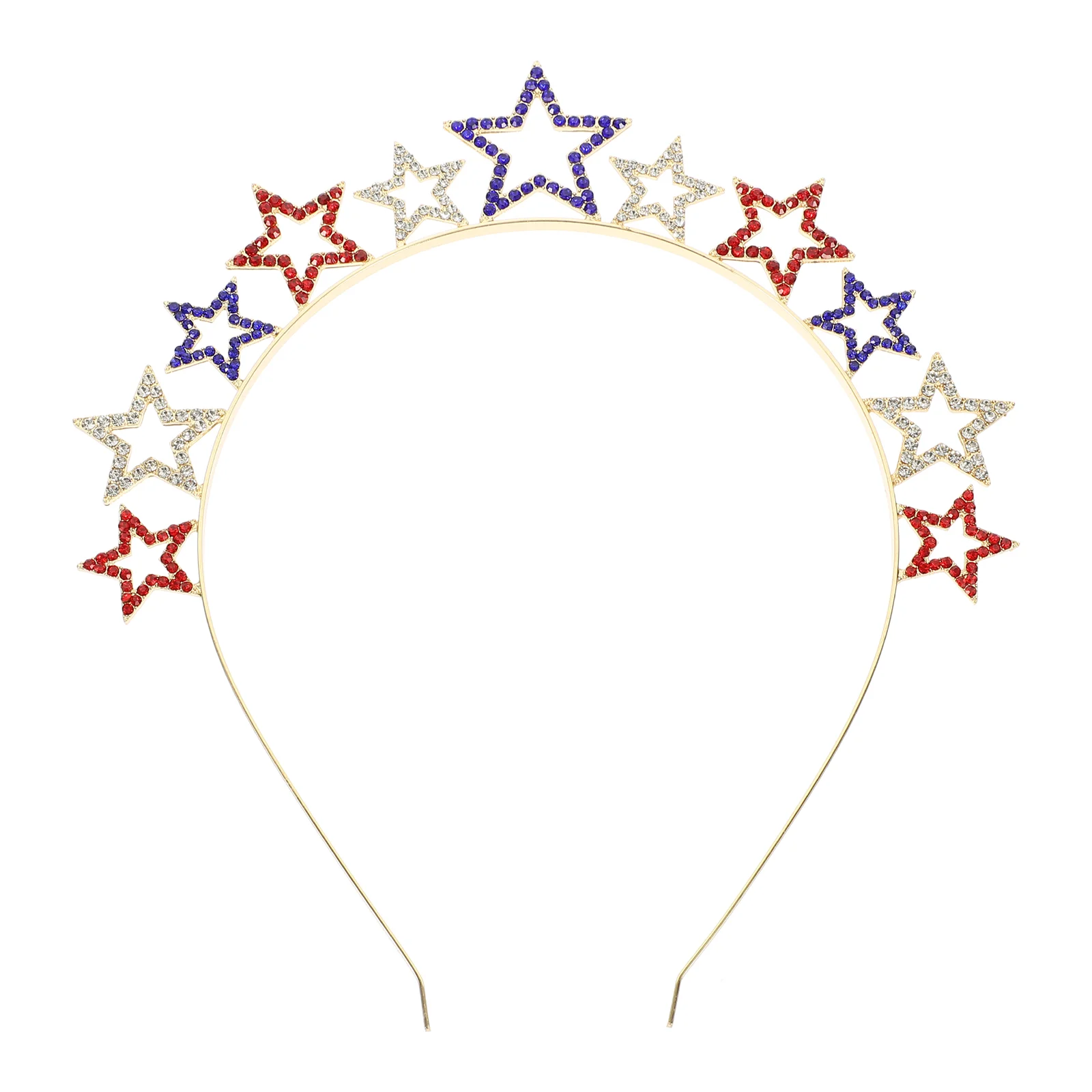 

Independence Day Headband Rave White Makeup Hat Rhinestones Star Christmas Miss