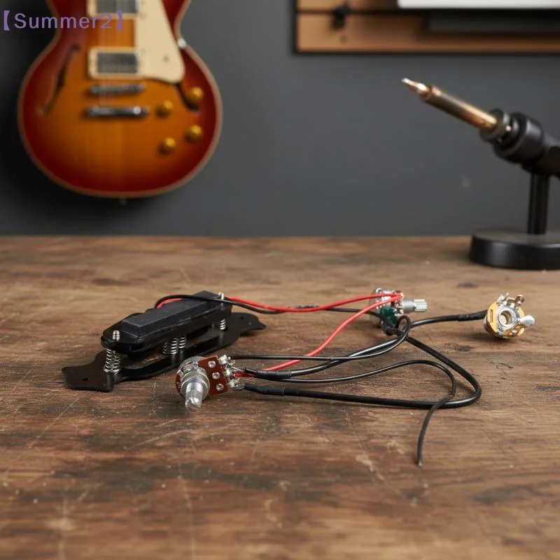 【Xia2】Q84C Soundhole Prewired Active Pickup 4 String 1V1T1J Electric Guitar Pickup For Cigar Box Guitar Accessories{S}