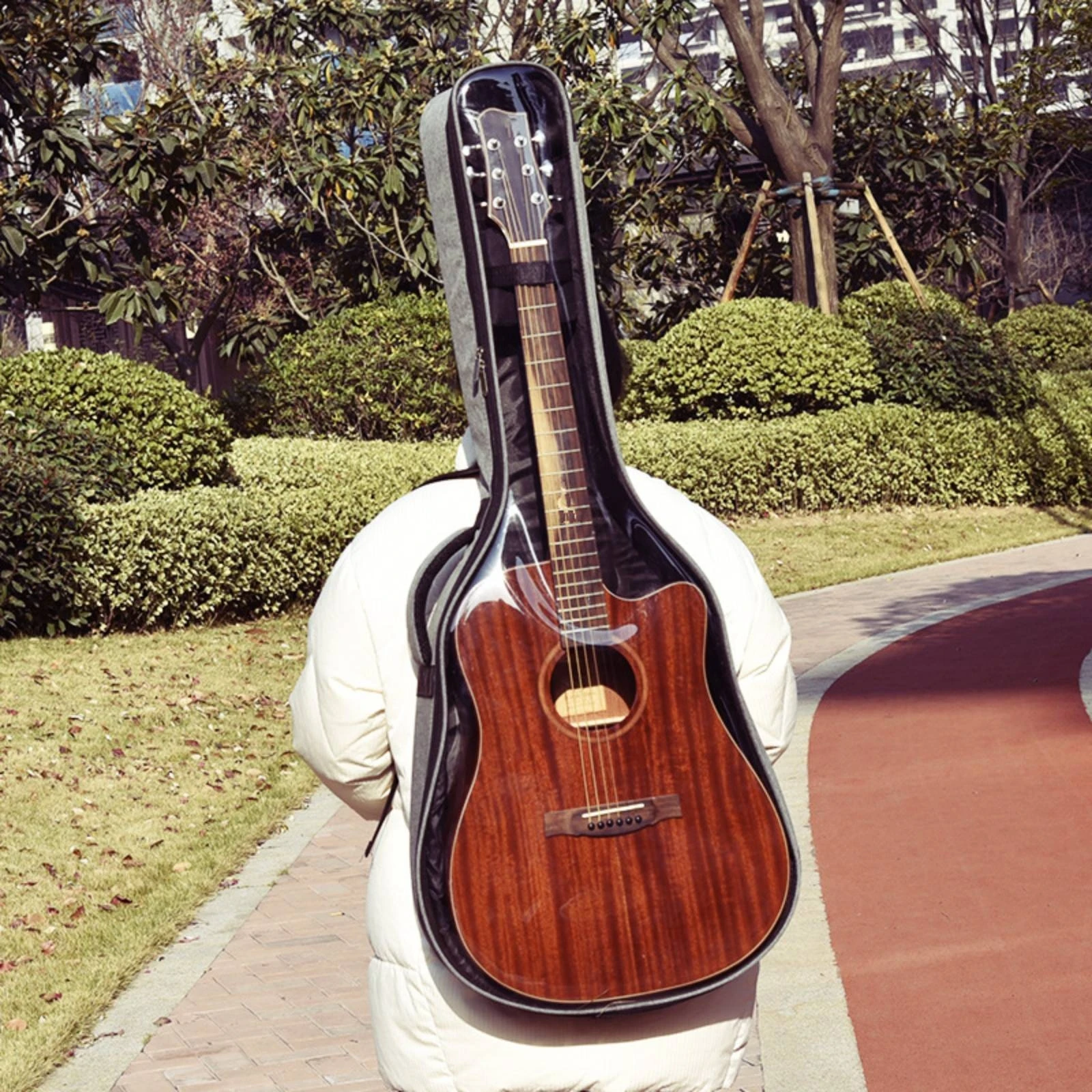 Transparent Guitar Bag Full-Length Zip Classical Guitar Bag Musical Gear Shockproof Base Easy to Carry