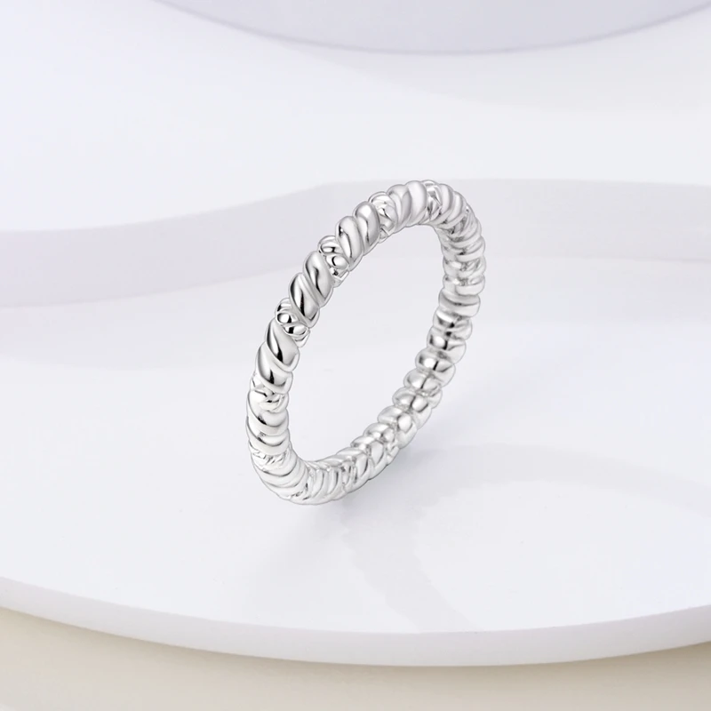 Women's 925 Sterling Silver Simple Sparkling Zircon Stackable Ring