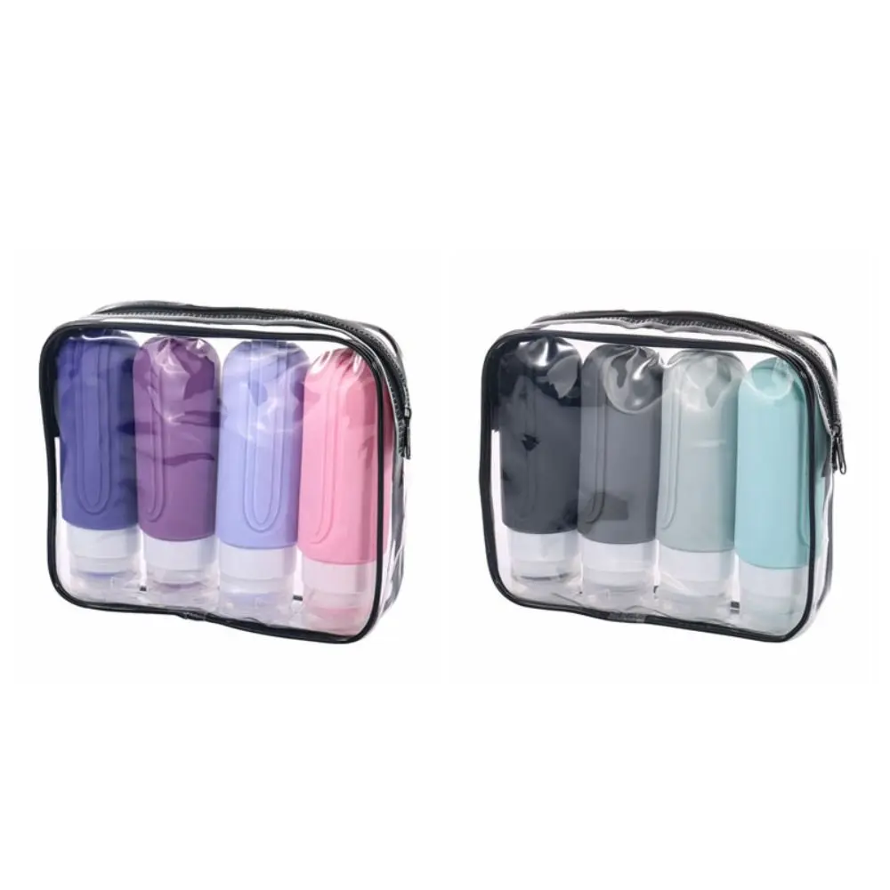 4 stks/set 90 ml Siliconen Reizen Dispenser Set Hervulbare Lege Knijpvloeistof Fles Kit Lichtgewicht Herbruikbare