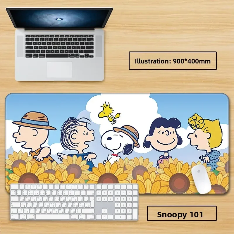 

2025Snoopy Mouse Mat Leather Cartoon Extra Large Cute Cartoon Girls Computer Keyboard Office Desk Mat Placemat Waterproof