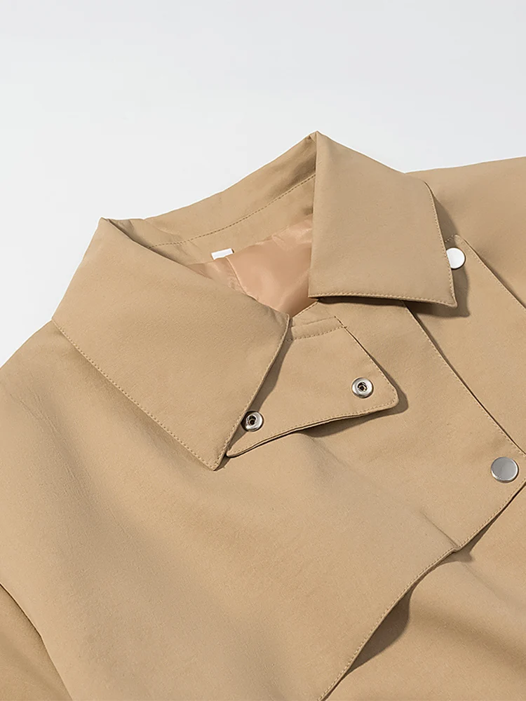 معطف نسائي جديد على الطراز الأوروبي متعدد الاستخدامات وأنيق بلون سادة كاجوال عالي التحمل متوسط الطول