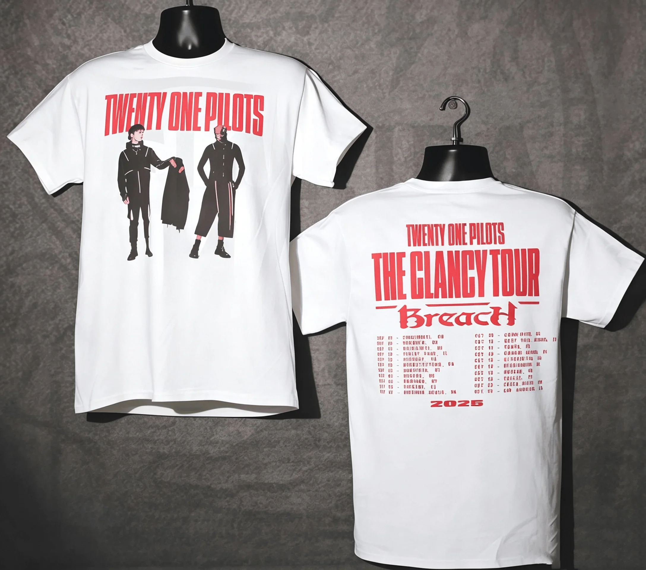 Twenty One Pilots “Breach” Tour 2026 Cream Date-Back SHIRT2026 Summer New Men Women 100_Cotton Overszied T-shirt Street Wear Y2K