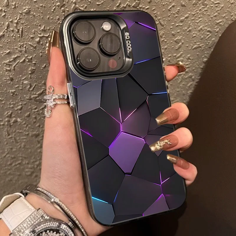 Technological Light Sensing Cyberpunk For iPhone Case 16 15 14 13 12 11 Pro XR XS Max 7 8 Plus Phone Shockproof Soft Y2K Cover