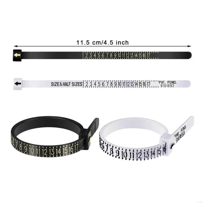 K3KD Alat Ukur Pengukur Cincin Plastik Set Pengukur Pengukur Cincin Pengukur Jari Alat Pengukur Ukuran Perhiasan Cincin Alat