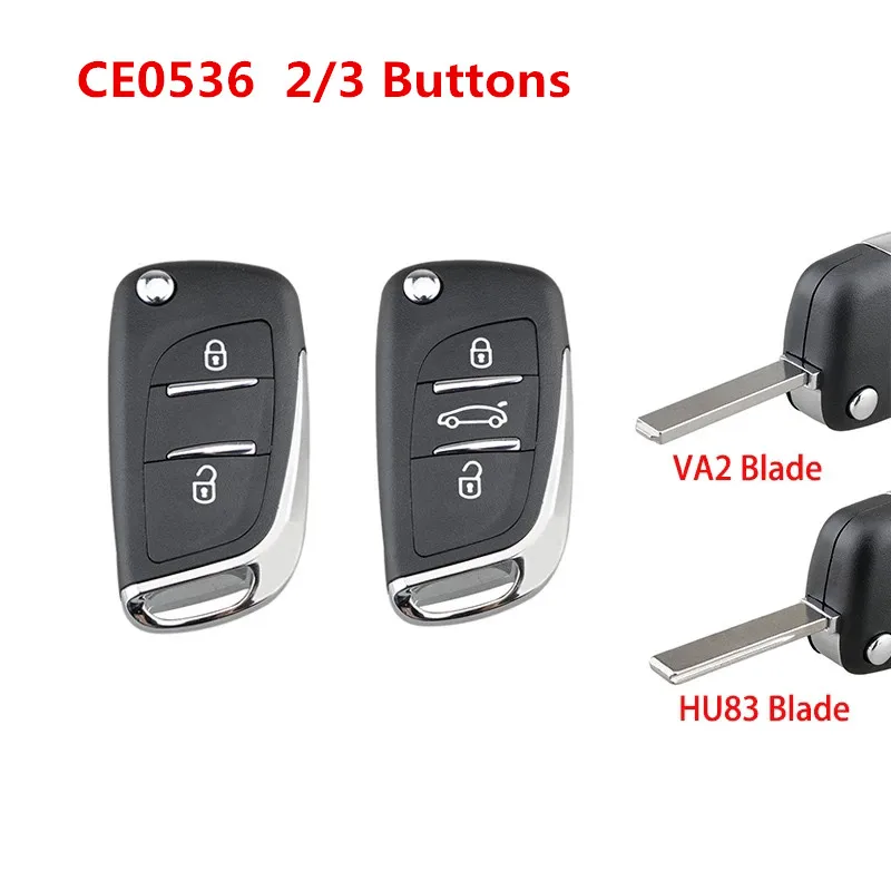 

3 Buttons CE0523 Modified Flip Folding Key Shell with VA2 Blade Fit for Peug-eot 306 / 407 / 807