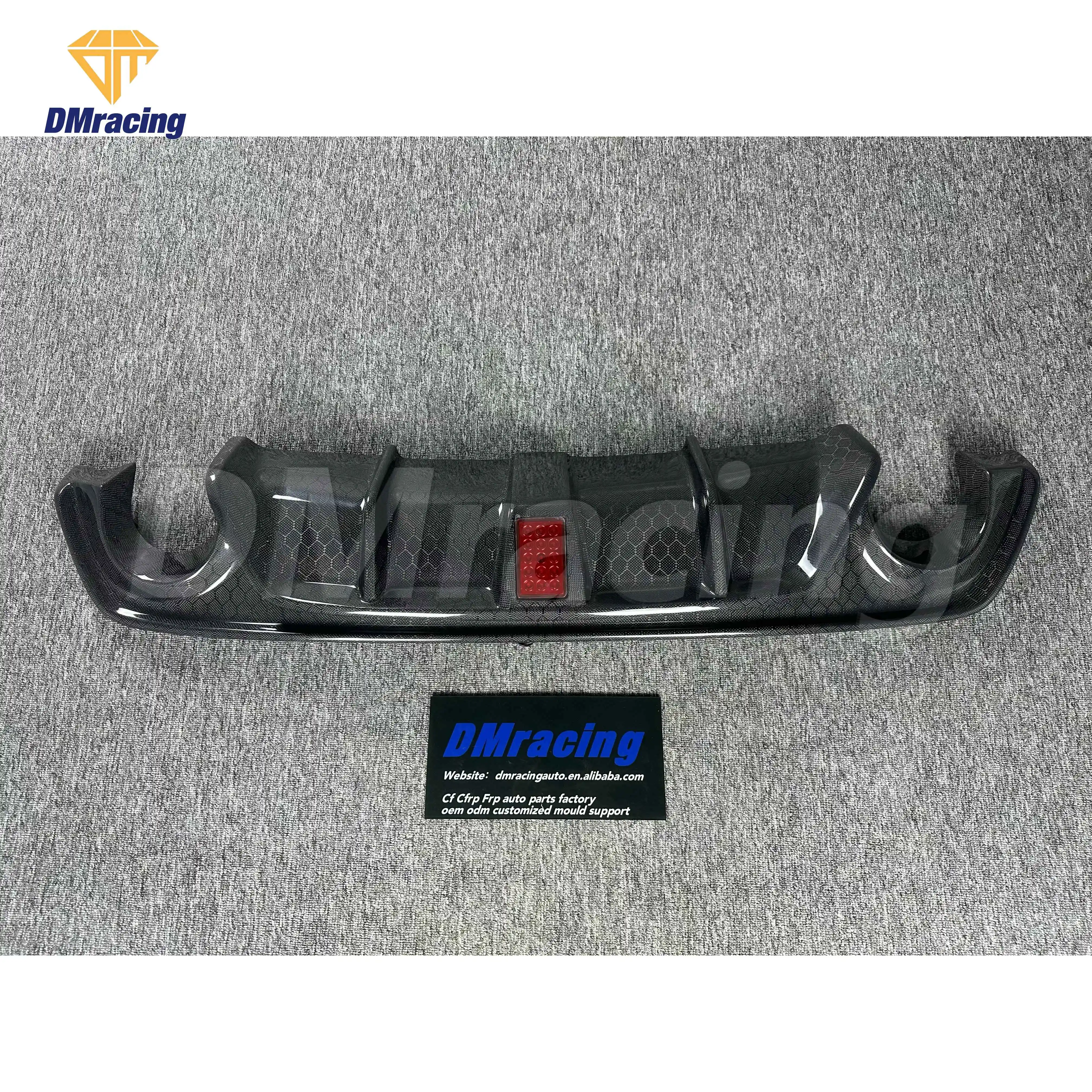 DM Style Honeycomb Carbon Fiber Rear Diffuser with Light Emitting Diode for Infiniti Q50 Q50L Q50S 2018-2022