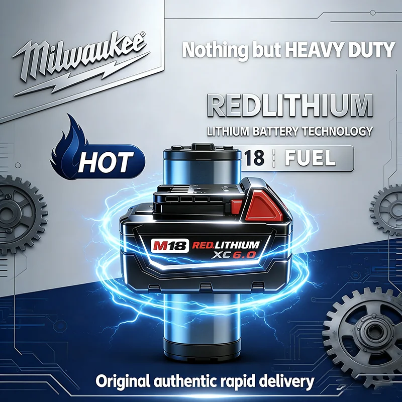 

6000mAh High-Capacity M18 Lithium Battery, Original Milwaukee 18V, Model M18B5/M18B6 forPower Tools