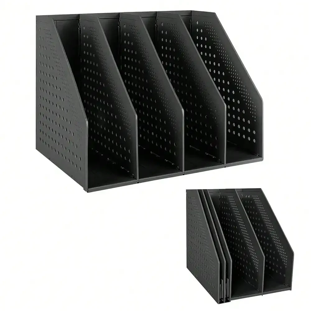 1Pcs Collapsible Plastic Magazine File Holder Vertical Binder Storage Organizer For Desk Sturdy Upright Desktop Magazine