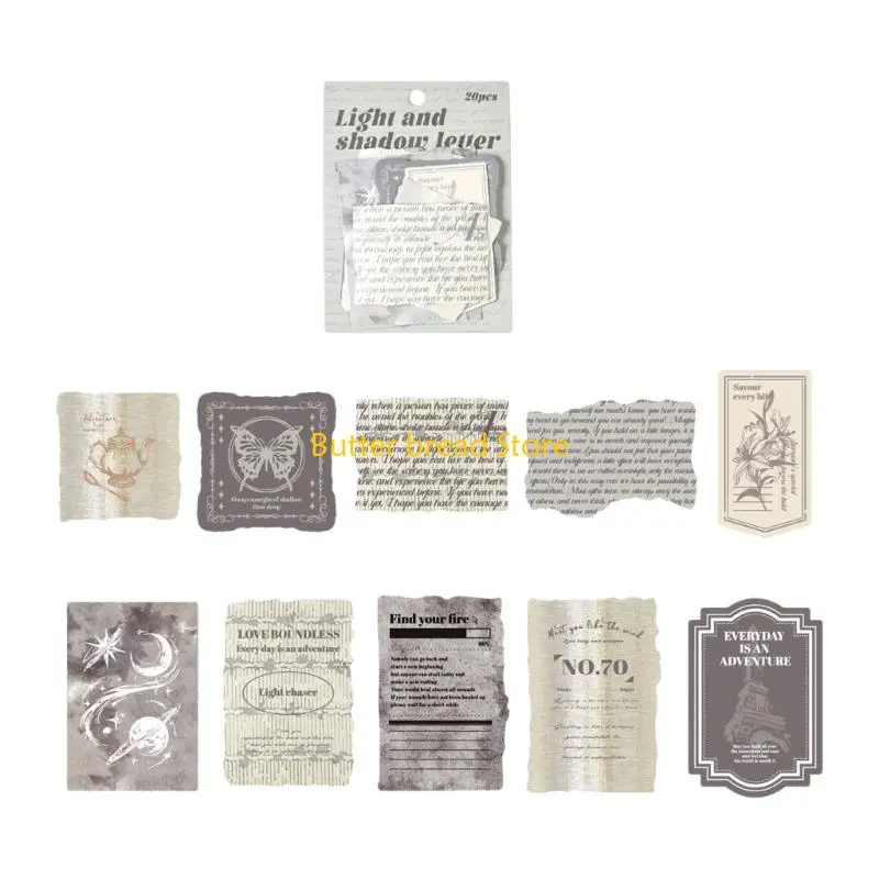 W89C Pack of 20 Retro Scrapbooking Sticker for Journaling DIY Craft Projects Art Supplies