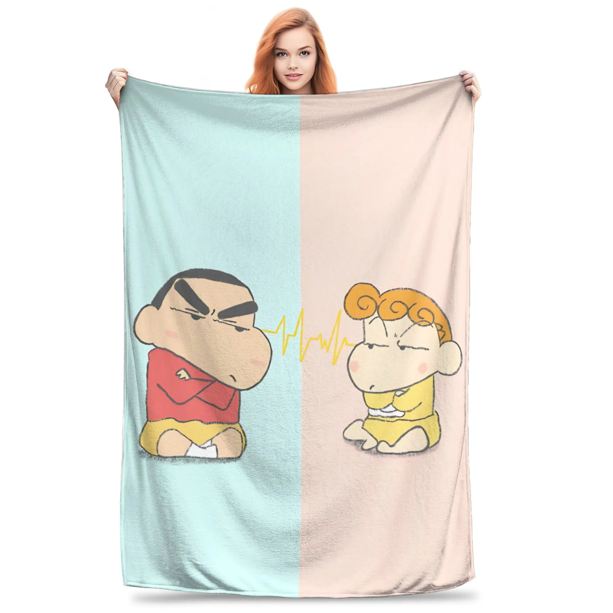 1PC home Cutecore Room Decor Crayon S Shin chan Blanket Throw Blanket  Novelty Warm Blanket All Season