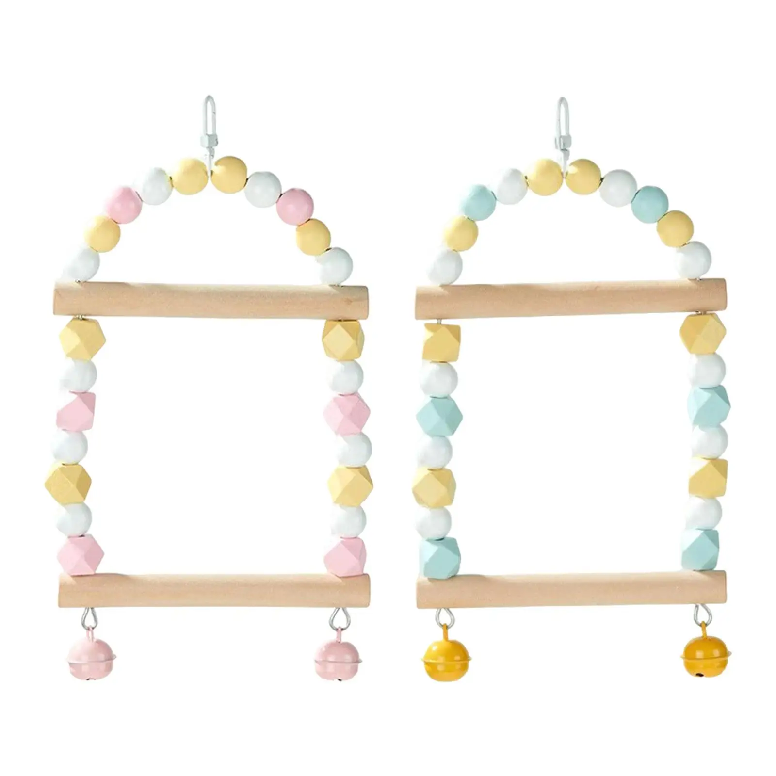 Bird Swing Toy 2 Tier Parrots Wooden Ladder for Parrots Finches Lovebird