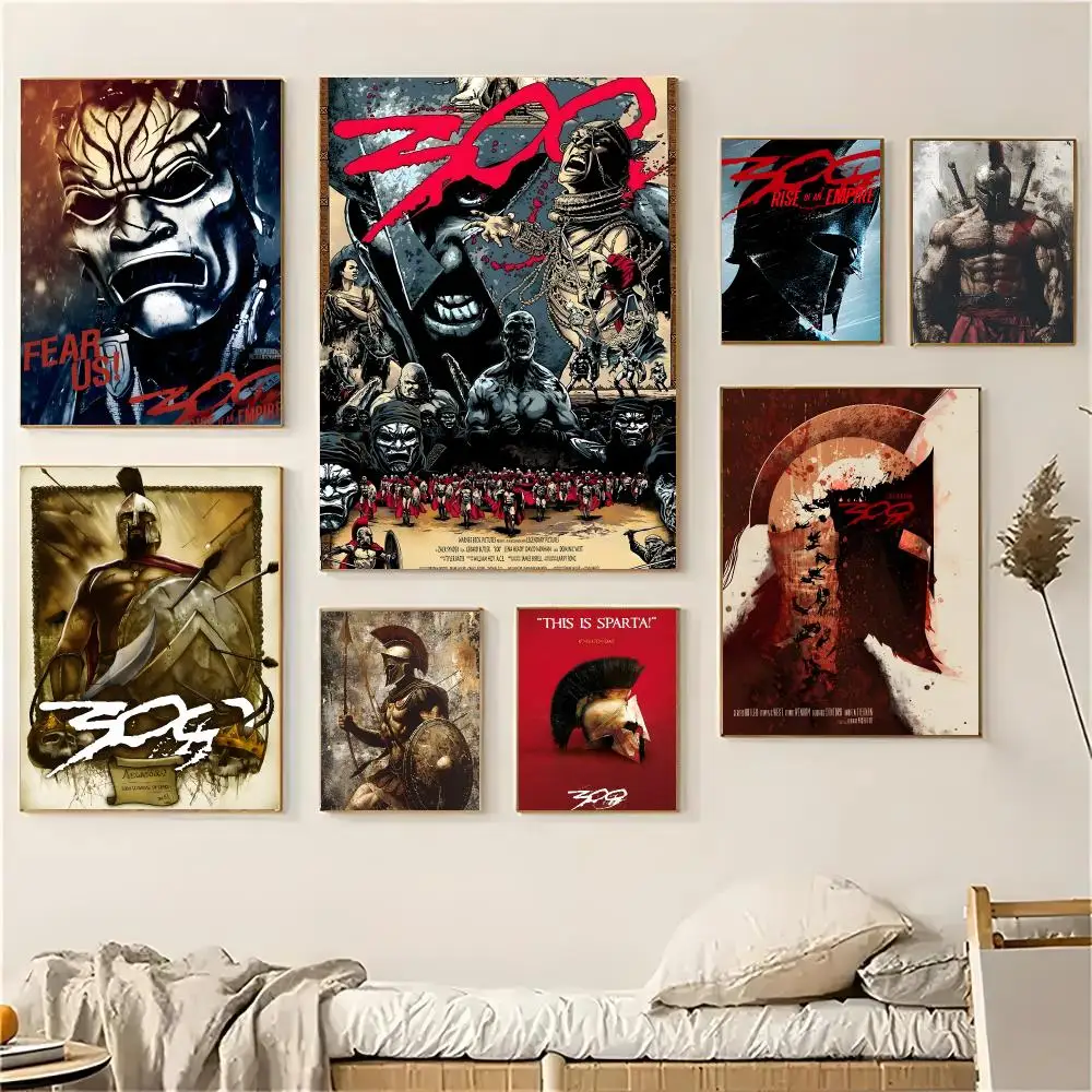 Sparta 300 Warrior Movie Poster Self-adhesive Decal Living Room Bedroom Party Bar Decor Moisture-proof Fade-resistant