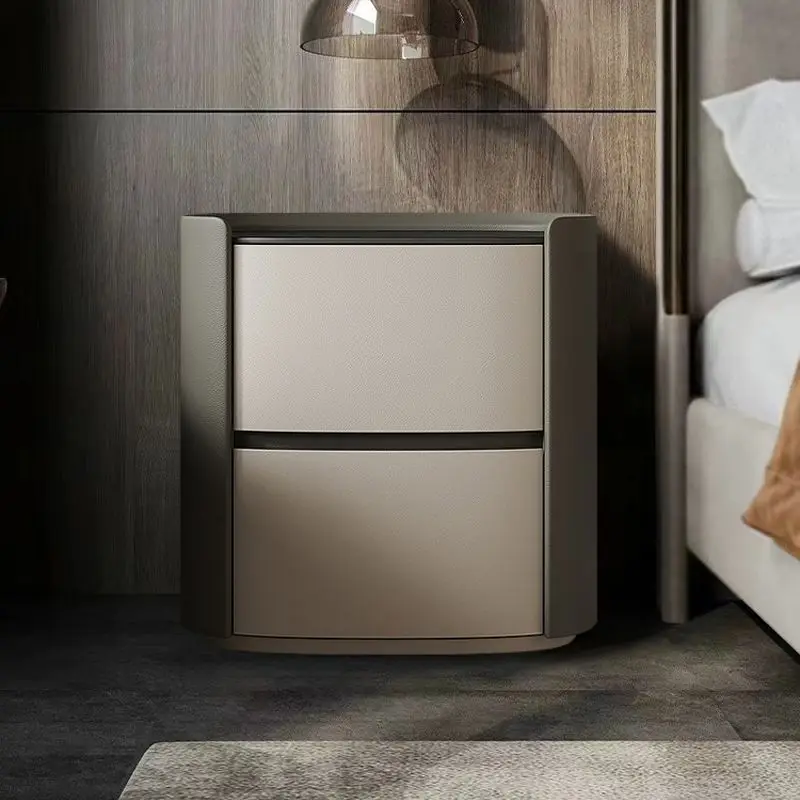 

Italian minimalist oval bedside table simple light luxury bedroom high-end wabibedside table