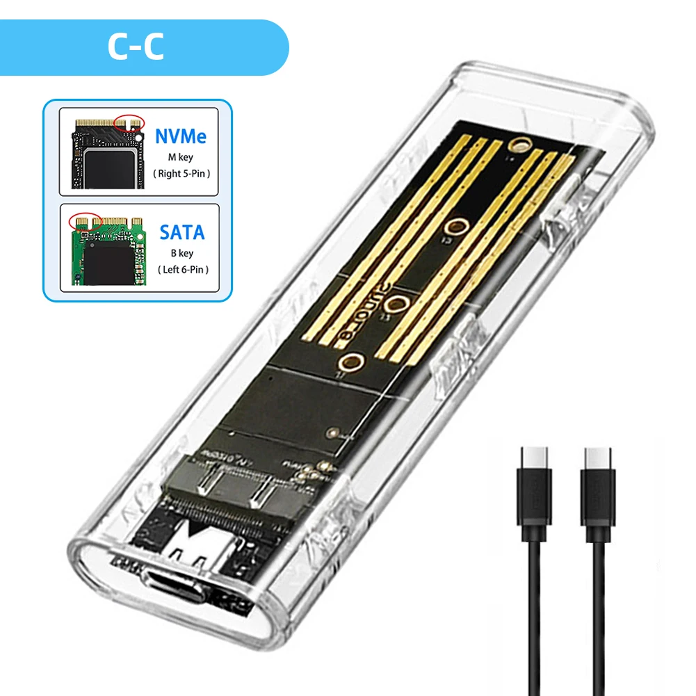 Caja SSD externa M.2 NVME NGFF, carcasa de unidad de estado sólido USB3.1, 10Gbps, PCIe, caja SSD M2 móvil NGFF SATA para tableta y portátil