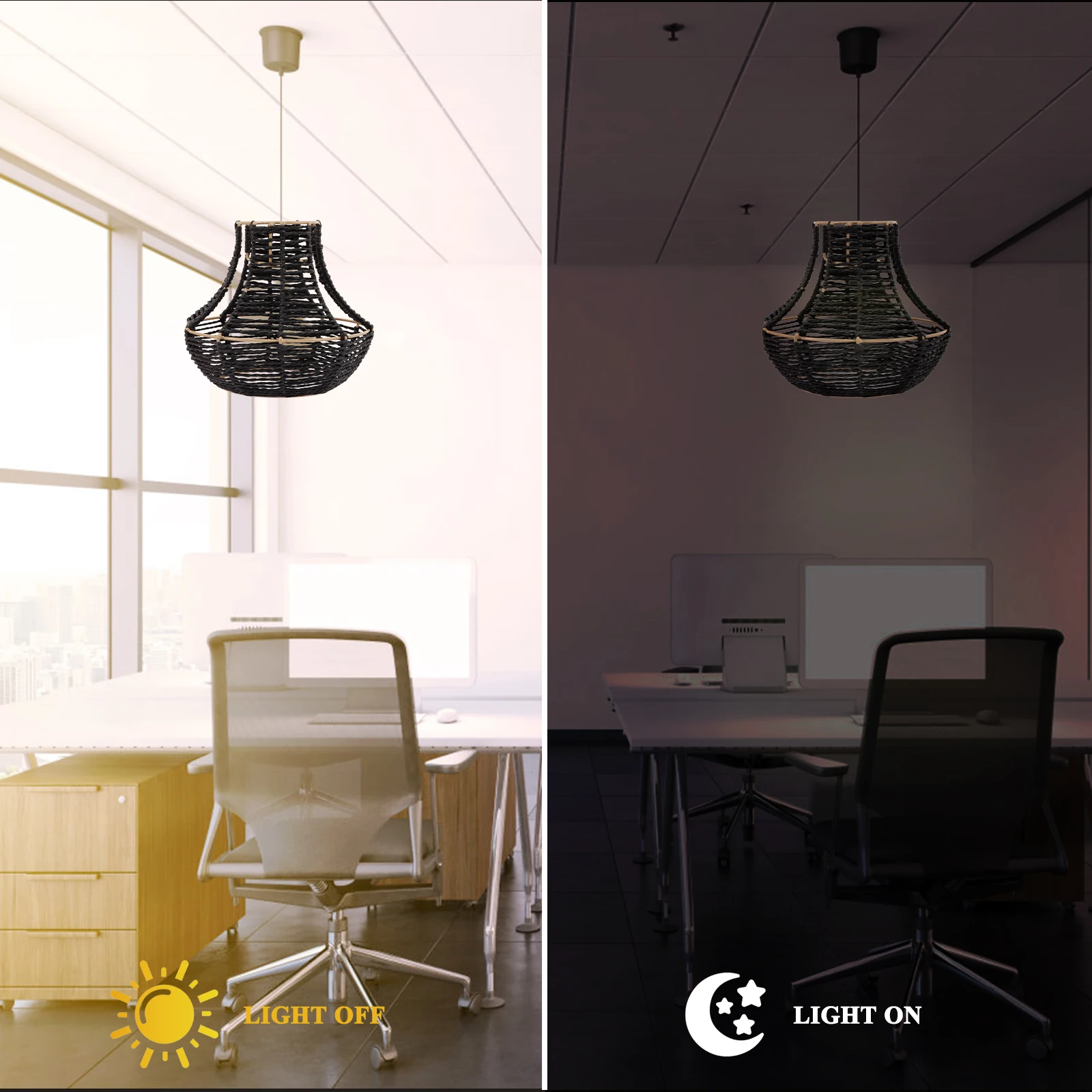 

Imitation Rattan Lamp Shade Durable Woven Pendant Light Cover Home Decor Bedroom Living Room Dining Room Rattan Lamp Shade