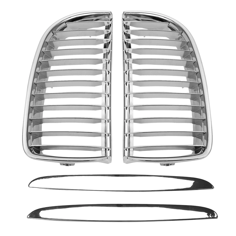 Chrome Front Bumper Kidney Grill Grille For-BMW E90 E91 320I-335I 4DR Sedan Wagon 2005-2008