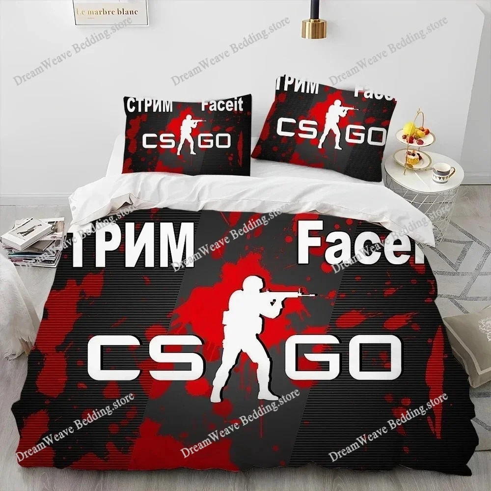 

CS GO,Game Gamer,Counter Strike Comforter Bedding Set,Duvet Cover Bed Set Quilt Cover Pillowcase,king Queen Size Bedding Set Boy
