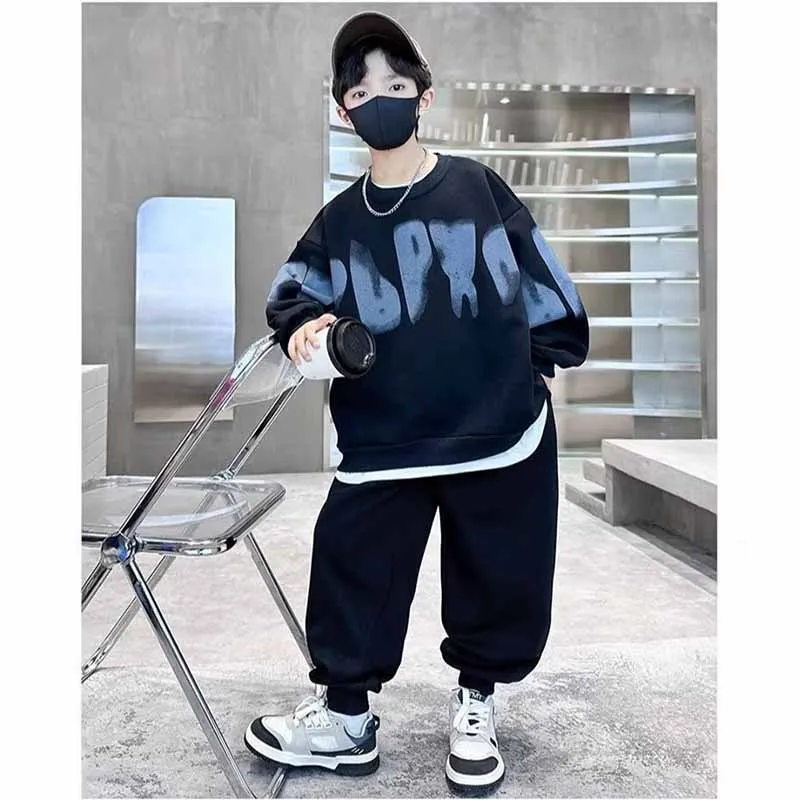 

Autumn Boys Sets Children's Sports Suit Spring Long-Sleeved Sweatshirt Trousers 2Pcs New Kids Fashion Loose Outfit Teen Clothes