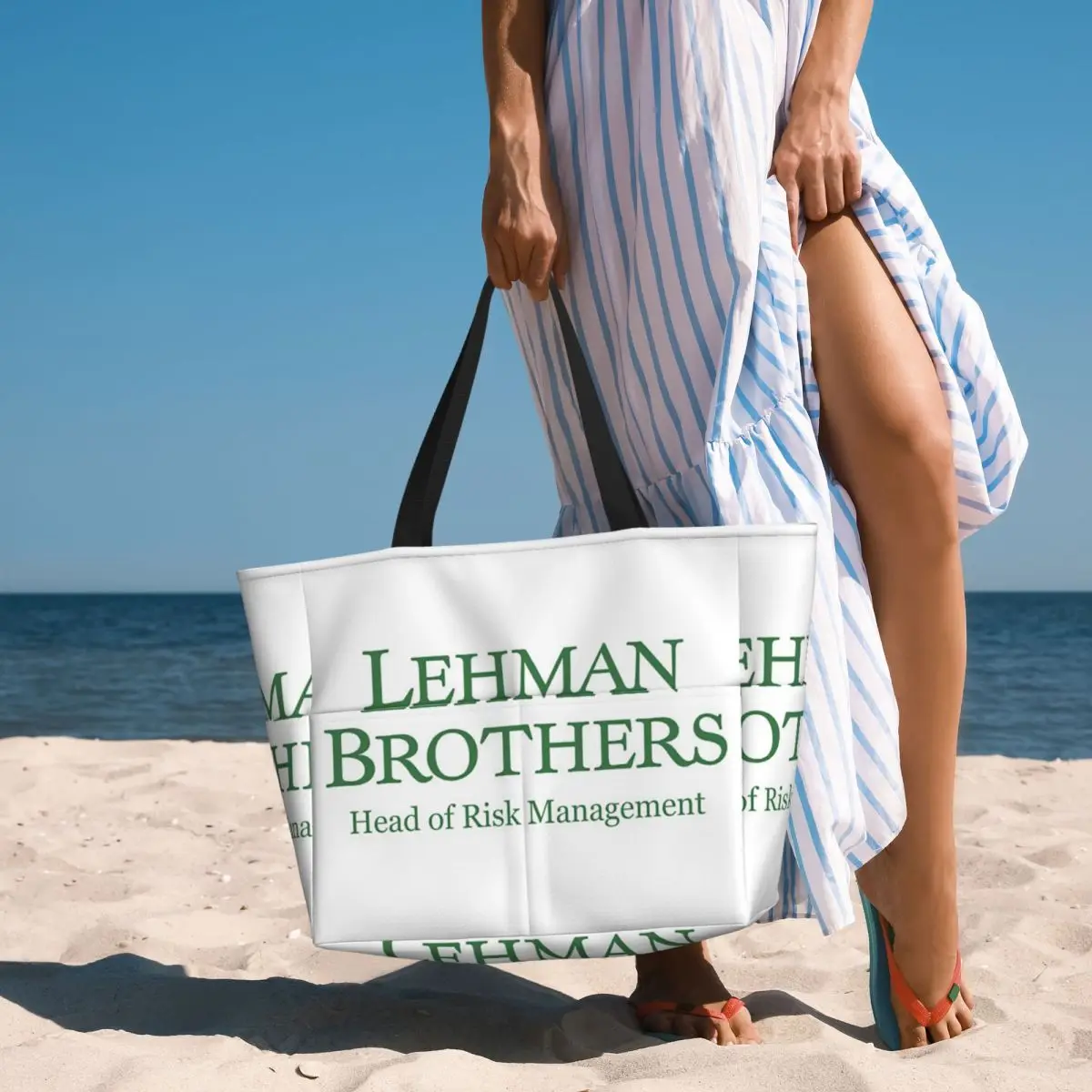 

Lehman Brothers Risk Management 2008 Fin Beach Tote Bag Sport Gym Yoga Duffle Large Tote Bag Women Travel Bag Fitness bag