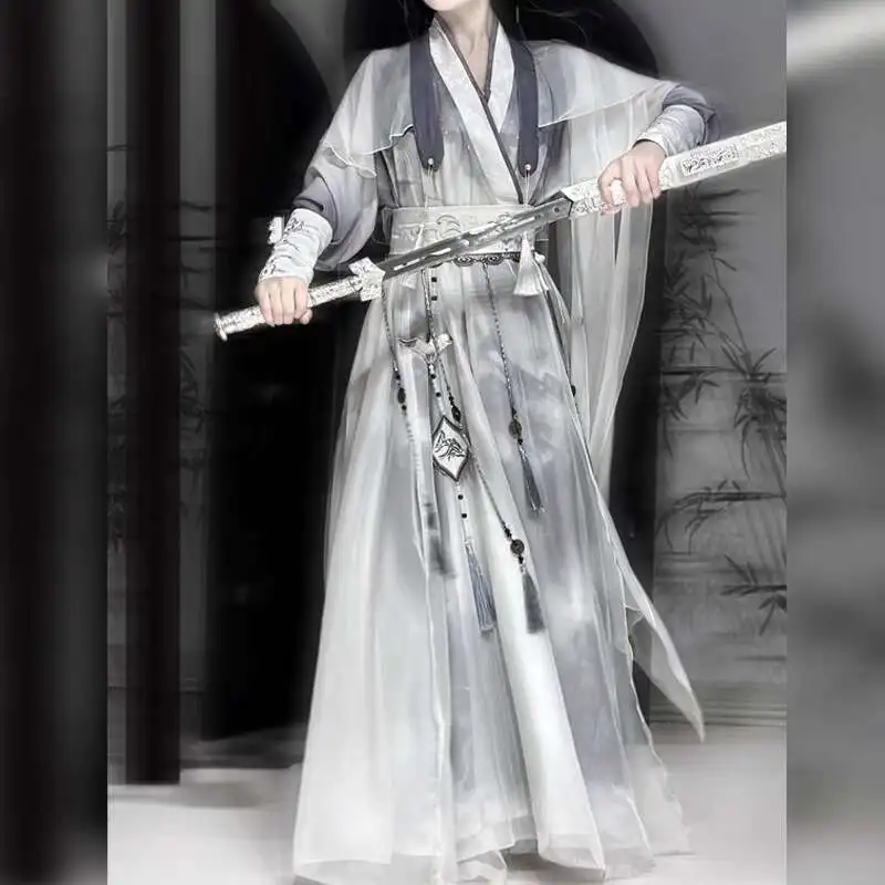 Cosplay Antigüedades Adolescente Xianxia Hanfu Mejora los elementos Han Cos Ropa Tinta y lavado Verde