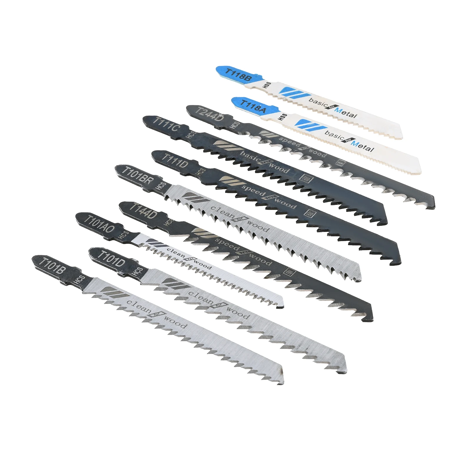 52PCS T 생크 직소 블레이드 세트 목재 플라스틱 금속 절단 도구 T118A T118B,T101AO,T101B,T101BR,T101D,T111C,T11D,T144D,T244D