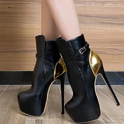Size 35-45 Fashion Extreme Platform Ankle Boots Women Winter Fashion Round Toe Thin High Heels Belt Buckle Woman Shoes
